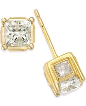 Diamond (2 Ct. T.w.) Spiral Bezel Stud Earrings In 14k Yellow Or White Gold