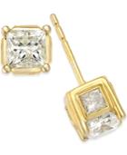 Diamond (2 Ct. T.w.) Spiral Bezel Stud Earrings In 14k Yellow Or White Gold