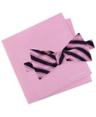 Tommy Hilfiger Men's Tri-stripe Bow Tie & Solid Pocket Square Set