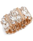 Inc International Concepts Rose Gold-tone Crystal Cluster And Pave Stretch Bracelet, Only At Macy's