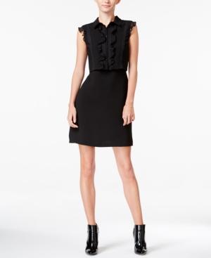 Maison Jules Ruffled Lace-inset Popover Dress, Only At Macy's