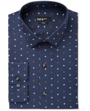 Bar Iii Men's Slim-fit Navy Geo-print Dress Shirt, Only At Macy's