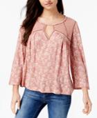 Lucky Brand Lace-trim Peasant Top