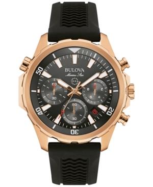 Bulova Men's Chronograph Marine Star Black Silicone Strap Watch 43mm 97b153