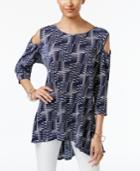 Alfani Petite Printed Cold-shoulder Top, Only At Macy's