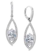 Danori Silver-tone Pave Center Crystal Drop Earrings