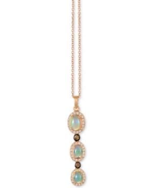 Le Vian Chocolatier Neopolitan Opal (5/8 Ct. T.w.) & Diamond (1/4 Ct. T.w.) 18 Pendant Necklace In 14k Rose Gold