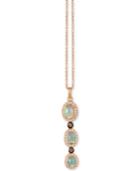 Le Vian Chocolatier Neopolitan Opal (5/8 Ct. T.w.) & Diamond (1/4 Ct. T.w.) 18 Pendant Necklace In 14k Rose Gold