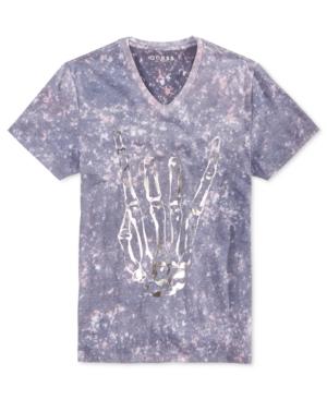 Guess Men's Faded Galaxy Metallic-print Cotton V-neck T-shirt