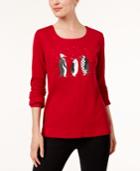 Karen Scott Cotton Penguin-print T-shirt, Created For Macy's
