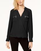 I.n.c. Zipper-pocket Surplice Blouse, Created For Macy's