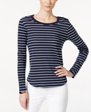 Sanctuary Capitol Striped Button-detail T-shirt