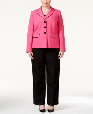 Le Suit Plus Size Piped-trim Pantsuit