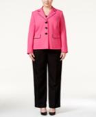 Le Suit Plus Size Piped-trim Pantsuit