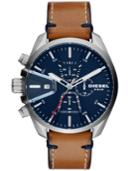 Diesel Men's Chronograph Ms9 Chrono Brown Leather Strap Watch 47mm