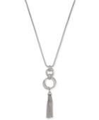 Alfani Silver-tone Pave Hoop & Chain Tassel Pendant Necklace, 28 + 2 Extender, Created For Macy's