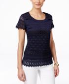 Ny Collection Petite Crochet-lace Top