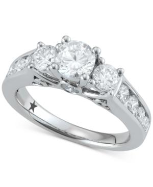 Macy's Star Signature Diamond Trinity Engagement Ring (2 Ct. T.w.) In 14k White Gold
