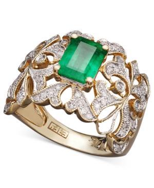 Brasilica By Effy Emerald (1-3/8 Ct. T.w.) And Diamond (1/3 Ct. T.w.) Statement Ring In 14k Gold