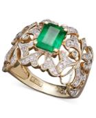 Brasilica By Effy Emerald (1-3/8 Ct. T.w.) And Diamond (1/3 Ct. T.w.) Statement Ring In 14k Gold