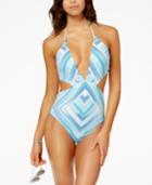 Bar Iii Printed Plunge Cutout Monokini One-piece Swimsuit, Created For Macy's Women's Swimsuit