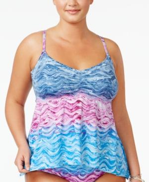 Becca Etc Plus Size Cosmic Tankini Top Women's Swimsuit