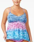 Becca Etc Plus Size Cosmic Tankini Top Women's Swimsuit