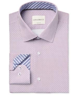 Con. Struct Men's Slim-fit Red And Blue Geometric-print Dress Shirt