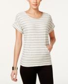 Style & Co. Petite Short-sleeve Striped Top, Only At Macy's