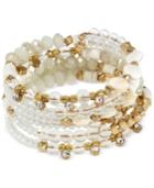 M. Haskell For Inc Gold-tone White Beaded Coil Bracelet, Only At Macy's
