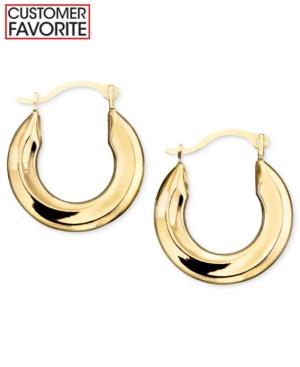Small Polished Tube Hoop Earrings In 10k Gold