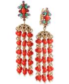 Betsey Johnson Gold-tone Beaded Chandelier Clip-on Earrings