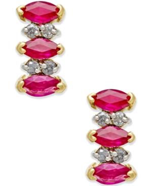 Ruby (3/4 Ct. T.w.) And Diamond Accent Earrings In 14k Gold