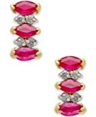 Ruby (3/4 Ct. T.w.) And Diamond Accent Earrings In 14k Gold