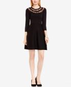 Vince Camuto Lace-inset Fit & Flare Sweater Dress