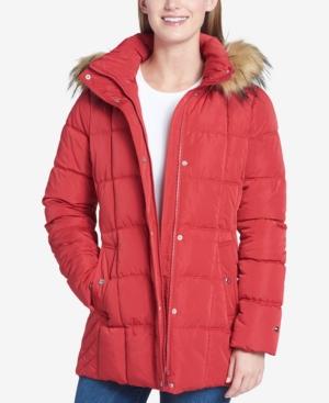 Tommy Hilfiger Faux-fur-trim Box-quilted Coat