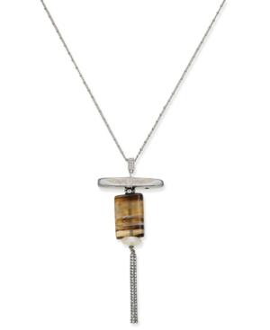 Paul & Pitu Naturally Two-tone Stone Balance Lariat Necklace
