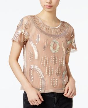 Bar Iii Embellished Illusion Top, Only At Macy's