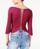 The Edit By Seventeen Juniors' Lace-up Rib-knit Crop Top