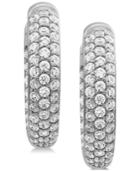 Cubic Zirconia Pave Hoop Earrings In Sterling Silver