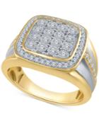 Men's Diamond Two-tone Cluster Ring (1/2 Ct. T.w.) In Sterling Silver And 14k Gold-plated Sterling Silver