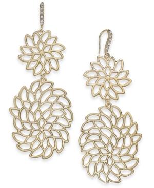 I.n.c. Gold-tone Crystal Openwork Flower Drop Earrings, Created For Macy's