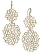 I.n.c. Gold-tone Crystal Openwork Flower Drop Earrings, Created For Macy's