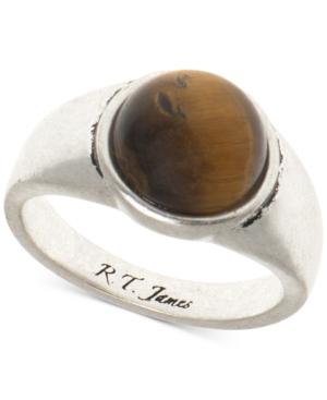 R.t. James Men's Silver-tone Brown Stone Ring