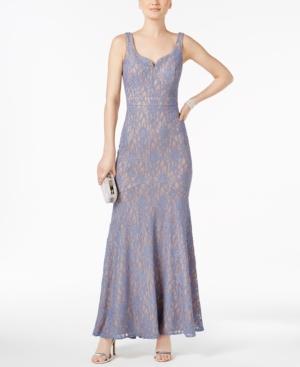 Betsy & Adam Glitter Lace Gown