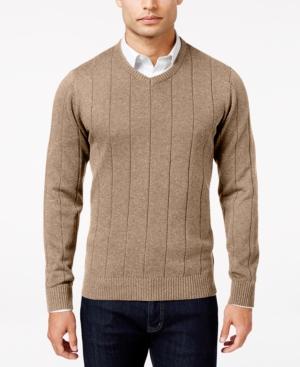 John Ashford Men's V-neck Striped-texture Sweater, Only At Macy's