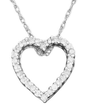 Diamond Necklace, 14k White Gold Diamond Heart Pendant (1/10 Ct. T.w.)