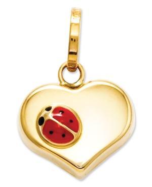 14k Gold Charm, Heart And Ladybug Charm