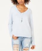 Hippie Rose Juniors' V-neck Waffle-knit Top