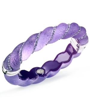 Sis By Simone I Smith Platinum Over Sterling Silver Bracelet, Crystal And Purple Lucite Bangle